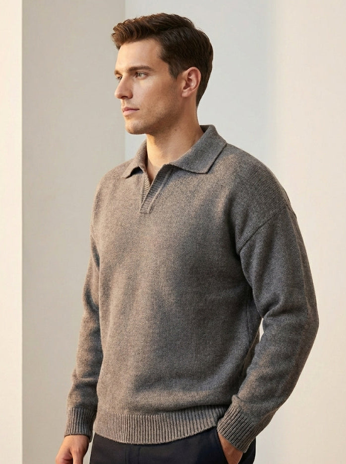 Grey Knitted Polo