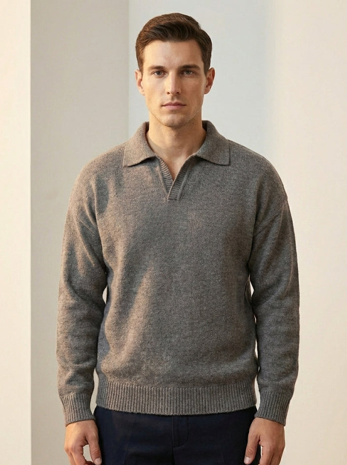 Grey Knitted Polo