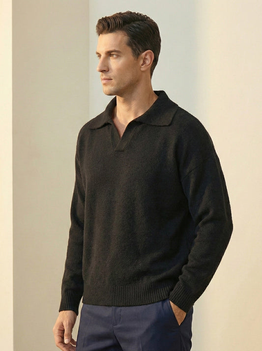 Black Knitted Polo